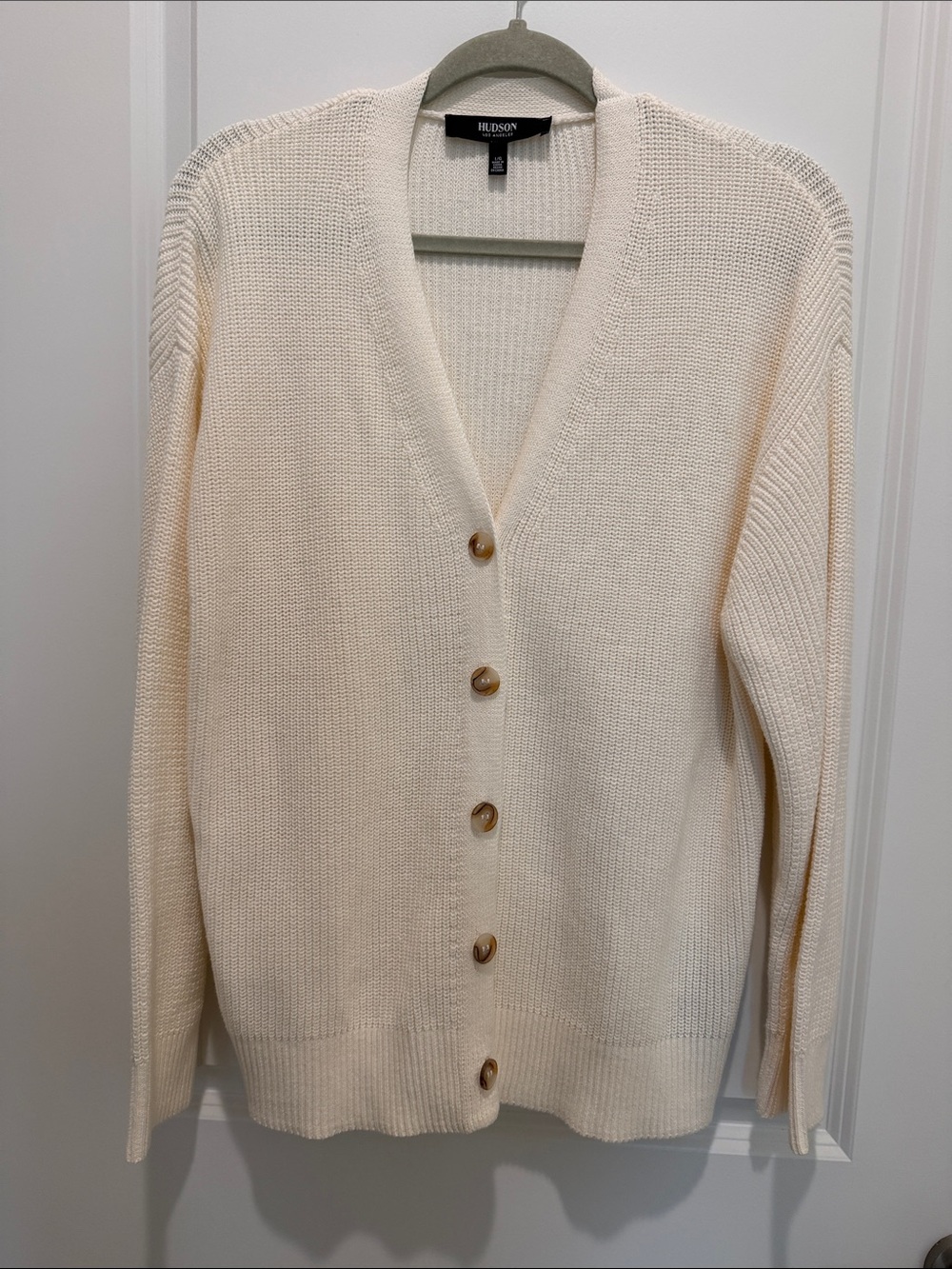 Hudson Jeans Cream Button-Front V-Neck Cardigan
